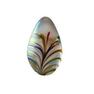 Vintage Glass Eye Studio (GES) 2003 Iridescent Egg Glass Paperweight Excellent